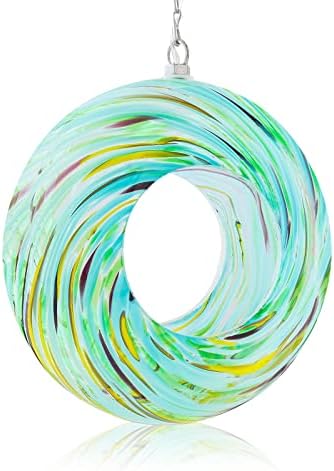 Yinns Glass Bird Feeder Outside, Hanging Solar Birdfeeder for Garden Decor