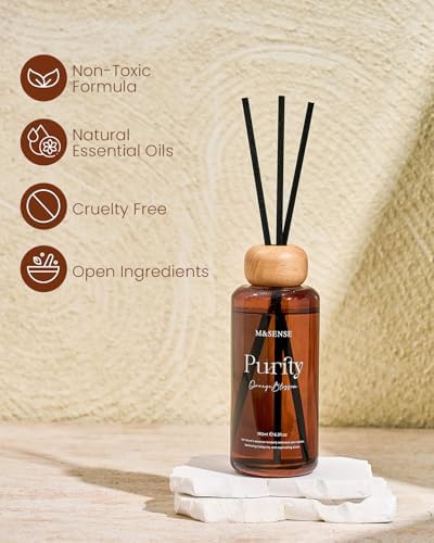 M&SENSE Reed Diffuser Set, Orange Blossom, 6.3 oz Natural Essential Oil