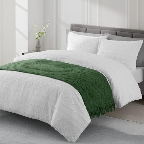 BOURINA Green Throw Blanket 50x90 Inch Boho Knitted Soft Throw Sofa Blanket