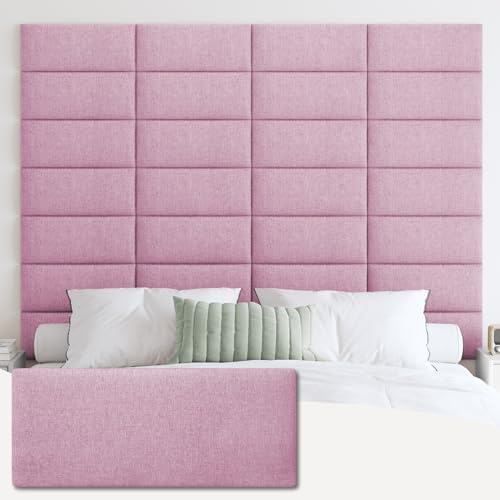 IFNOW Wall Mounted Headboard, Peel and Stick Panels, Light Pink, Queen