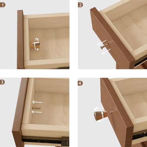 Solid Wood Narrow Nightstand with 3 Drawers,Modern Walnut,Fully Assembled
