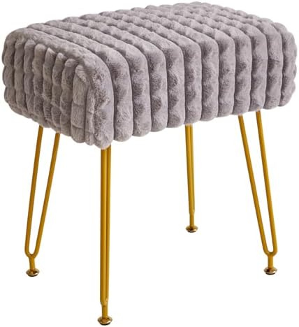 IBUYKE Makeup Vanity Chair, Rectangular Footrest Stool, Grey WBD003G