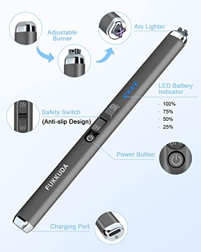 【Upgraded】 Dual Arc Electric Candle Lighter Rechargeable USB Lighter Plasma Arc Lighters for Candle (Space Gray)