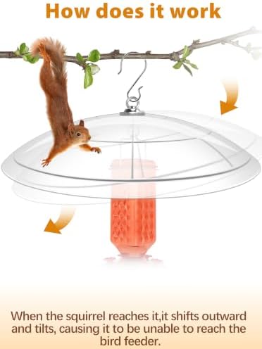 16-Inch Widened Bird Feeder Cover,Hummingbird Feeder Rain Guard,Squirrel Baffle for Bird Feeders,Squirrel-Proof for Wide Outside Tree Trunk or Eave,Gift for Wumen Translucent,2 Pack