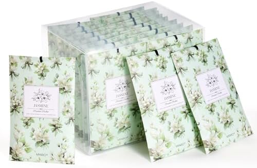 MYARO 20Pcs Jasmine Scented Sachets, Closet Deodorizer Car Air Freshener