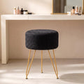 DUMOS Vanity Chair, Velvet Vanity Stool, Round Ottoman Foot Rest, Black