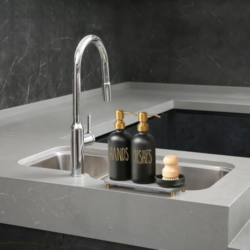 MOMEEMO Soap Dispenser Set Comes with Stainless Steel Pumps, Gold & Black