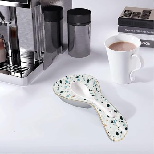 Ceramic Spoon Rest for Stove Top Kitchen Counter Large Spoon Holder Farmhouse Floral Flowers Print Coffee Spoon Cooking Utensil Tools Rest Modern Kitchen Decor