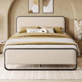 Allewie Full Metal Bed Frame with Upholstered , Beige
