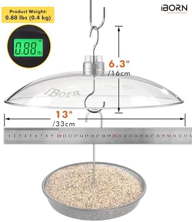 iBorn Baffles for Bird Feeders, 13” Bird Feeder Cover for Rain Guard, Birds Feeders Rain Guard, Full Protection for Feeders for Outdoors, Chew-Proof Polycarbonate, Pack of 1, Transparent
