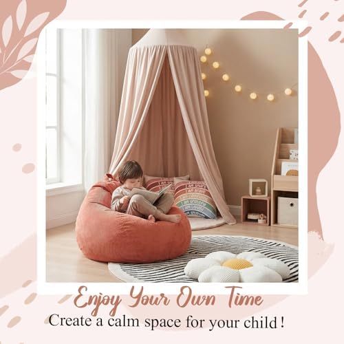 Kids Reading Nook Set with Canopy Tent, Bean Bag Cover & Pillow,Beige