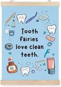 FDHSPAAM Funny Dental Wall Art Decor, Dental Office Decor, Dentist Gifts, Tooth Fairies Love Clean Teeth Cute Oral Hygiene Wall Art Posters for Hospital Doctor Office, 12x16 Inch