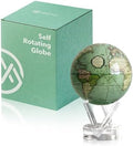 Antique Terrestrial MOVA Globe 4.5" – Green Vintage Map, Solar Powered Rotating Desktop Globe, Classic Decorative Gift