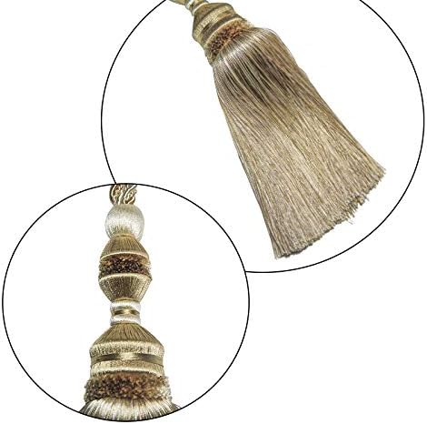 2 Pack Tassel Curtain Tiebacks Drapery Curtain Holdbacks-Beige