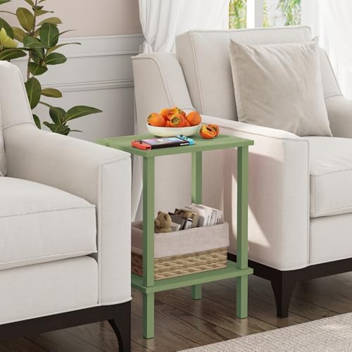 TUTOTAK End Table, Set of 2, Side Table, Nightstand, 2-Tier Storage Shelf