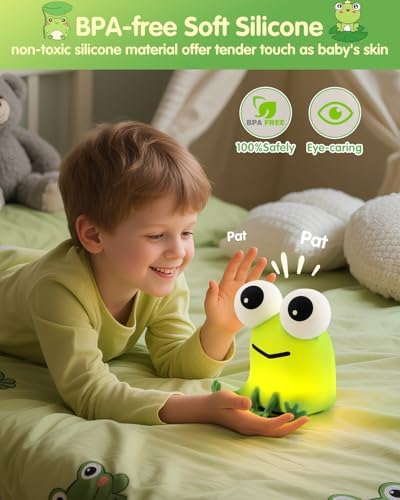 Frog Night Light, Cute Funny Gifts,Dimmable Nursery Bedside Lamp Room Decor