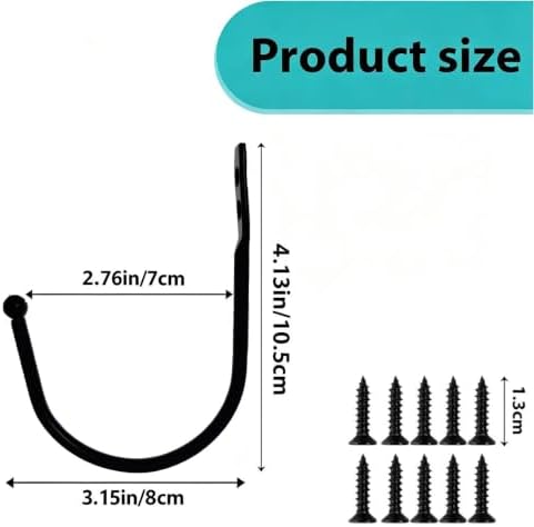 4 Pcs Curtain Tie Backs, Black, Metal Curtain Holdbacks (4pcs-Large)