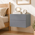 GIANTEX Floating Nightstand, Wall-Mounted Bedside Table with 2 Drawers