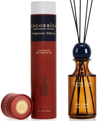 COCORRÍNA Reed Diffuser 8.5 oz Large Capacity Red Amber Scent