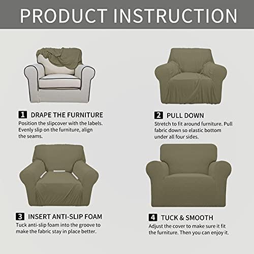 Easy-Going Stretch Oversized Chair Slipcover with Arm Washable Khaki