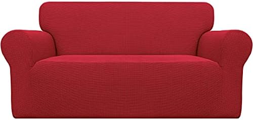 Easy-Going Stretch Oversized Loveseat Couch Covers Washable Christmas Red