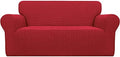 Easy-Going Stretch Oversized Loveseat Couch Covers Washable Christmas Red