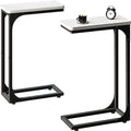 QEEIG Narrow C Table Side Tables Set of 2 (7.1" Width, Black and White)