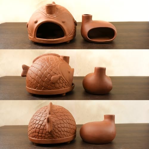 MOUGIGI Large Fish-Shaped Terracotta Palo Santo Holder-Cone Burner