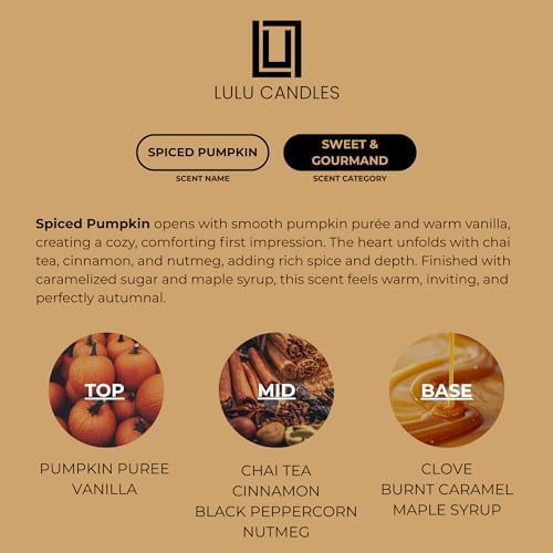 Lulu Candles | Spiced Pumpkin | Smells Like Pumpkin & Chai | Luxury Scented Soy Jar Candle | Hand Poured in The USA | Highly Scented Long Lasting (9 Oz.)