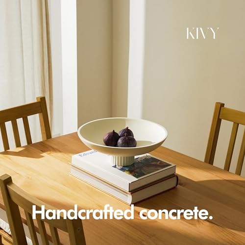 KIVY Concrete Fruit Bowl for Kitchen Counter - Large Decorative Bowl