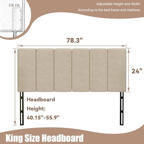 Yongchuang Upholstered King Headboard Only, Modern Linen Head Board Oatmeal