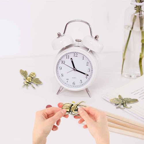 3PC Butterfly Bee Beetle Sculpture Solid Metal Brass Animal Figurine Mini Insect Statue Ornament for Home Office Garden Desktop Decor Scene Decoration (Butterfly + bee + Beetle)