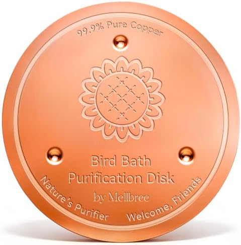 Mellbree Bird Bath Copper Disc, 0.6mm 99.99% Pure Copper for Natural Water Care, Fits Most Outdoor Birdbaths, Bowls, Solar & Heated Units (Sunflower)