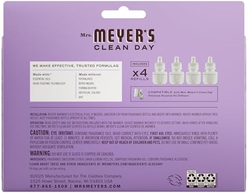 MRS. MEYER'S CLEAN DAY Scented Oil Refills, Compassion Flower, 4 Refills