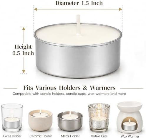 Tea Lights Candles 25 Pack, 4 Hour Palm Wax Tealights