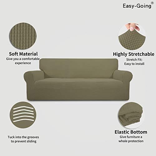 Easy-Going Stretch Couch Covers for Sofa Washable Large Khaki