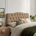 Modway Annabel Premium Linen Blend Full Headboard in Almond - Soft Fabric Headboard Only with Diamond Button Tufting and 7 Height-Adjustable Positions