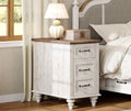 WAMPAT Narrow End Table with Charging Station, Wood Nightstand with Storage