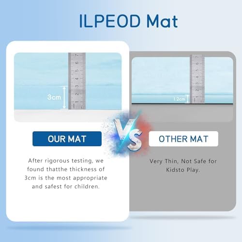 Baby Play Mat for Floor Nursery Muscle Mat Area Rug Playroom Rug 79"x138" Elastic Foam 1.3" Thick Crawling Mat for Babies,Toddlers (Ice Blue)