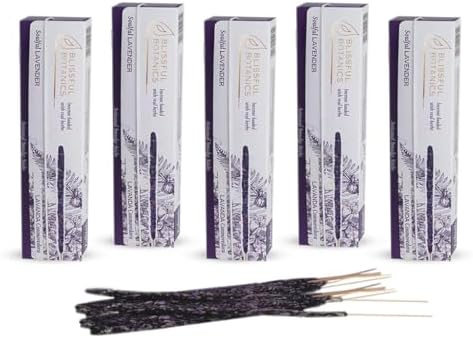 Tulasi Lavender Incense Sticks for Calming (48 Scent Sticks) | with Real Herbs | Long-Lasting 55-Minute Burn | Natural Essential Oils | Perfect for Meditation, Relaxation & Improves Sleep