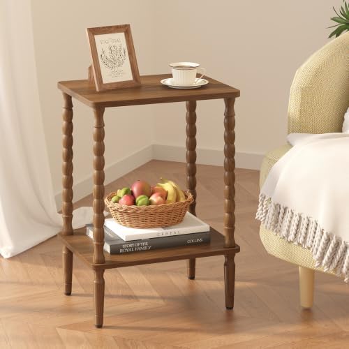 TUTOTAK Small End Table with Solid Wood Legs, Side Table, Nightstand