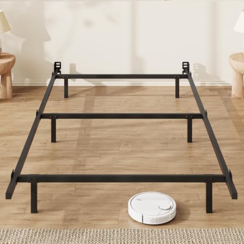 SHA CERLIN 7 Inch Metal Bed Frame, 6-Leg Box Spring Base, Black, Twin