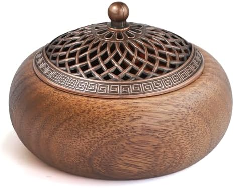 Acacia Wood Incense Burner for Cones & Coils, with Sticks Holder