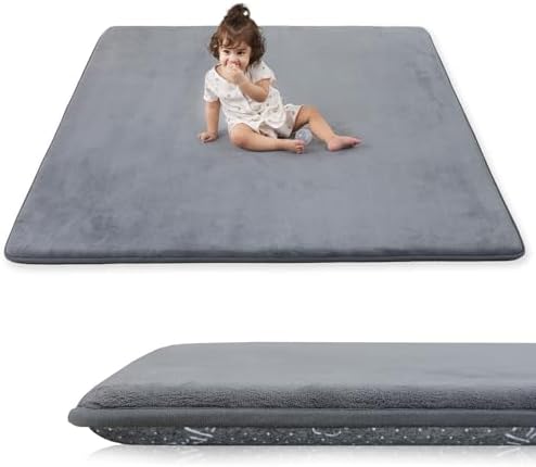 1.3" Thick Baby Play Mat for Floor, 79x79 Soft Foam Mats, Dark Grey