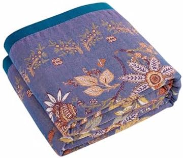 XIBLC Boho Blanket, 100% Cotton Farmhouse Decorative Throw Blanket, 90"x98" Reversible Bohemian Throw Blanket, Purple All Season Muslin Breathable Woven Blankets Quilt