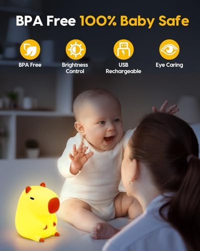 Amaredom Capybara Night Light, Cute Capybara Lamp, Baby Toddler Room Decor