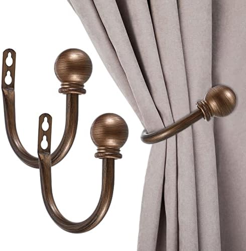 Sumnacon Curtain Holdbacks 2 Pcs Wall Mounted Curtain Tiebacks,Red Bronze