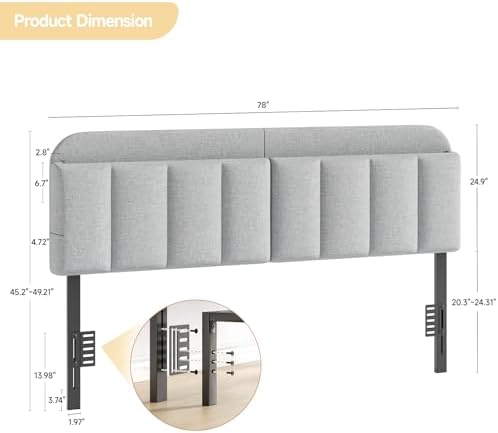 ONBRILL King Headboard Only with LED Light & Storage, Adjustable Headboards