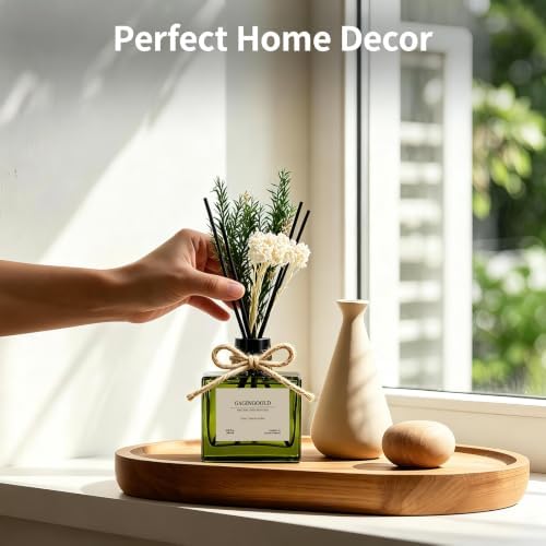 Reed Diffuser, 6.1 oz Clean Linen & Amber Scent Diffuser with Sticks & Dried Flowers, 120 Days Long Lasting diffusers for Home, Elegant Fragrance for Bathroom Bedroom Office Decor Air Fresh