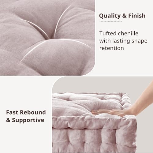 Intelligent Design Floor Pillow, Large Cushion for Meditation, 20x20 Blush